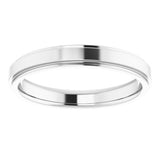 18K White Gold 3 mm Stepped-Edge Comfort-Fit Flat Band Size 7