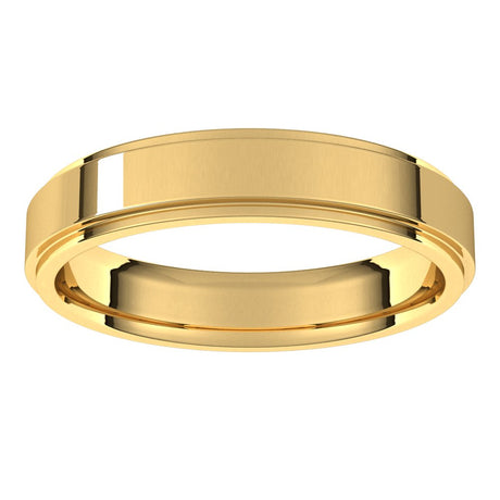 14K Yellow 4 mm Flat Comfort Fit Edge Band