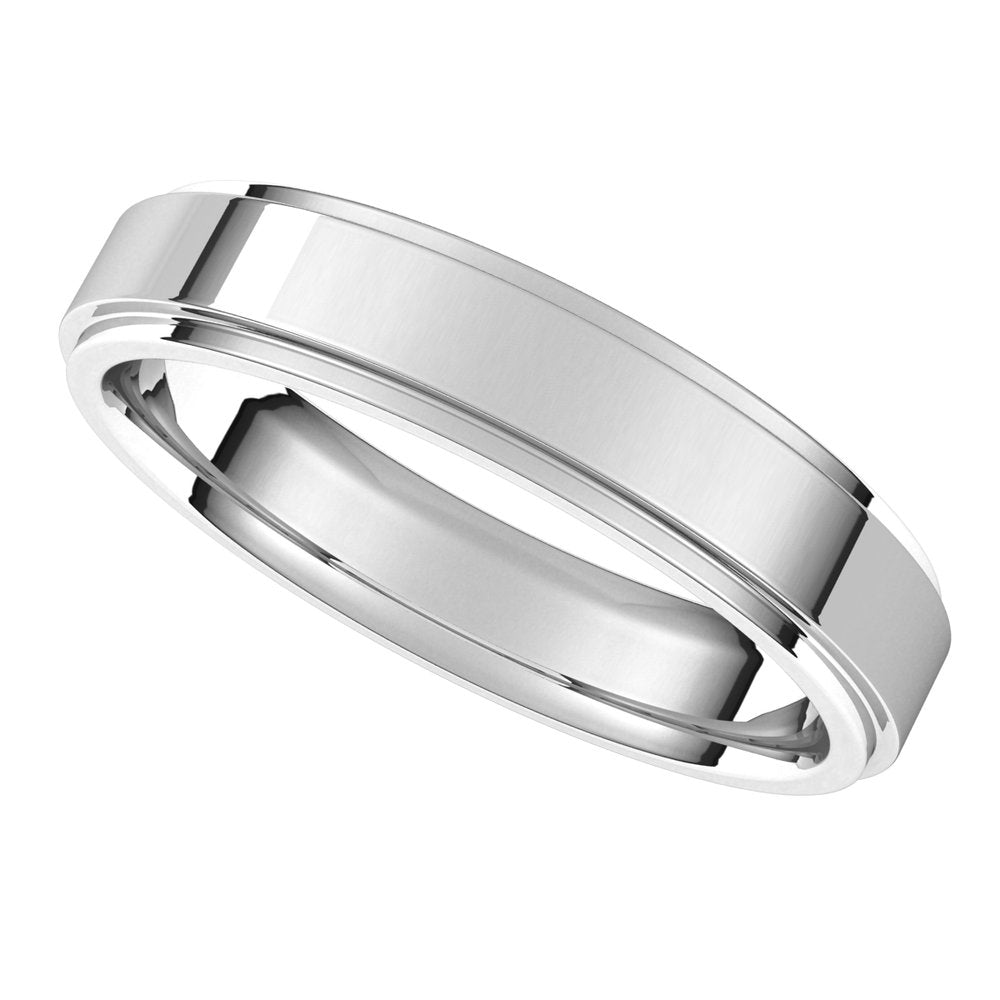 14K White 4 mm Flat Comfort Fit Edge Band