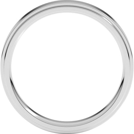 14K White Gold 4 mm Stepped-Edge Comfort-Fit Flat Band Size 5.5