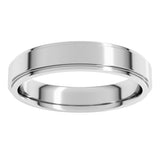 14K White Gold 4 mm Stepped-Edge Comfort-Fit Flat Band Size 5.5