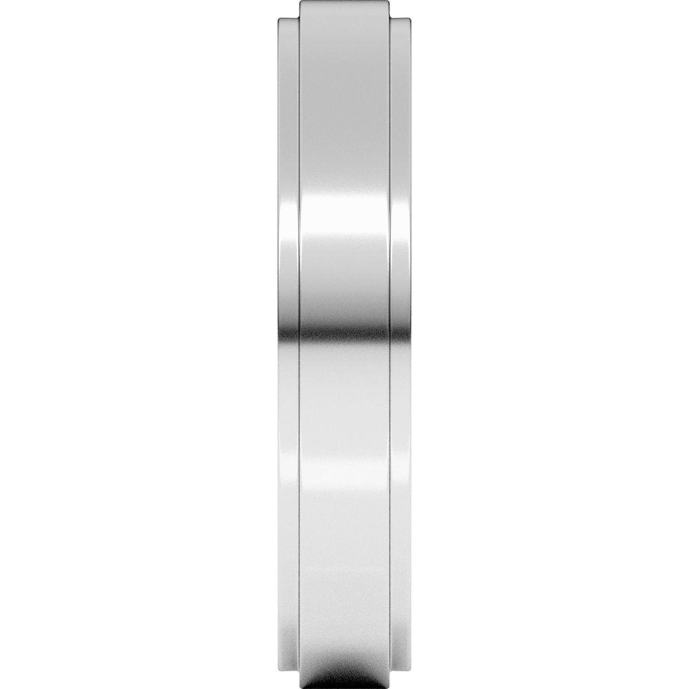 14K White Gold 4 mm Stepped-Edge Comfort-Fit Flat Band Size 5.5