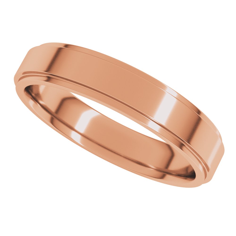 14K Rose Gold 4 mm Stepped-Edge Comfort-Fit Flat Band Size 6.5