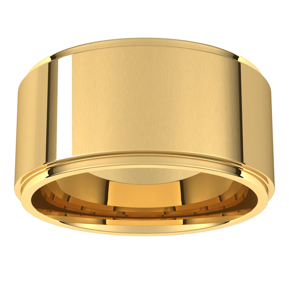 18K Yellow 10 mm Stepped-Edge Comfort-Fit Flat Band Size 11