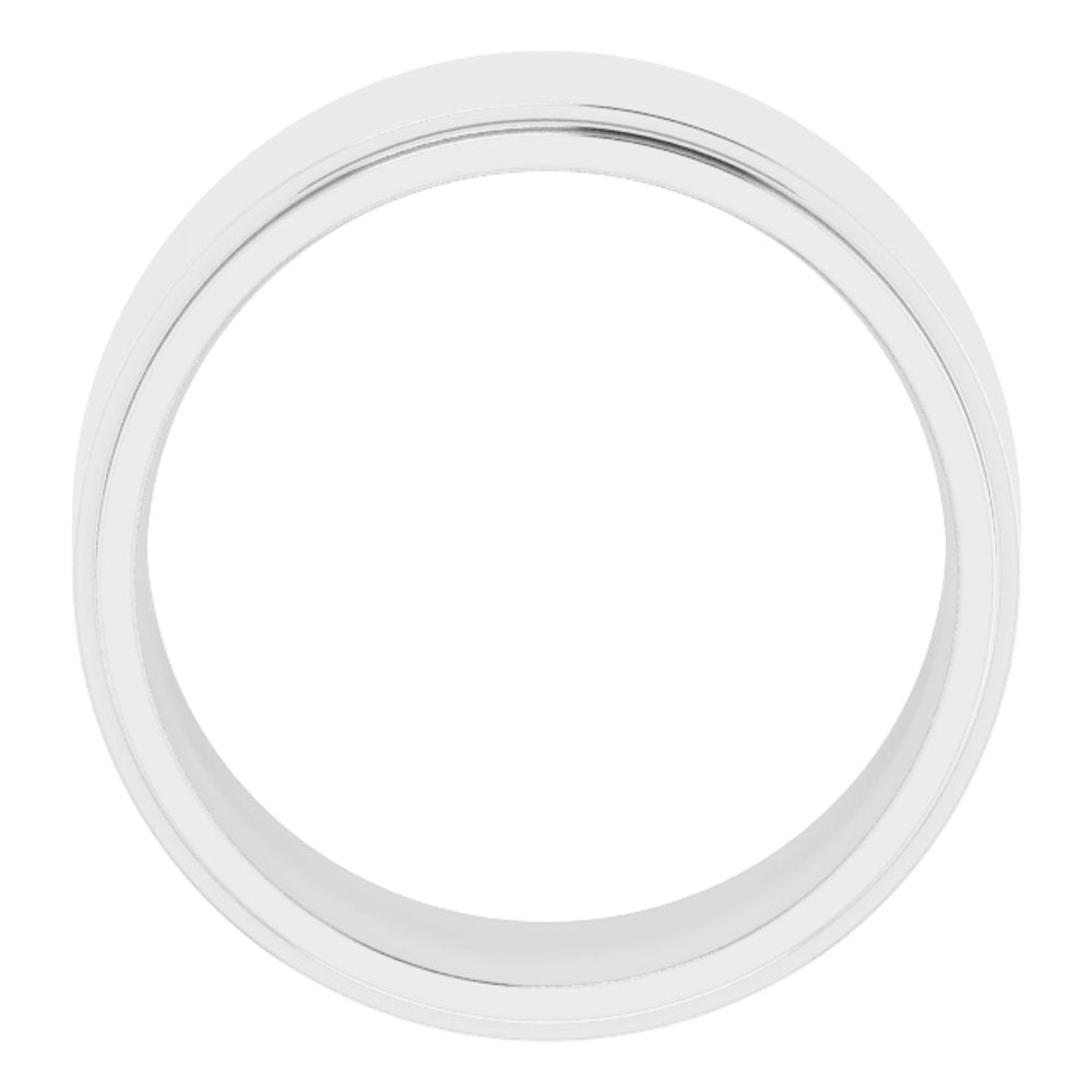 14K White Gold 10 mm Stepped-Edge Comfort-Fit Flat Band Size 8