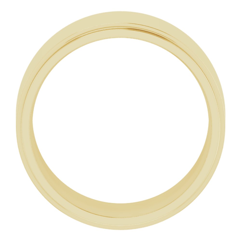 14K Yellow Gold 10 mm Stepped-Edge Comfort-Fit Flat Band Size 6