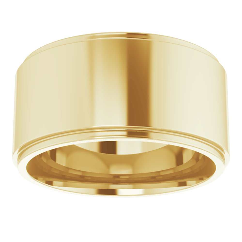 14K Yellow Gold 10 mm Stepped-Edge Comfort-Fit Flat Band Size 6
