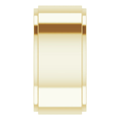 14K Yellow Gold 10 mm Stepped-Edge Comfort-Fit Flat Band Size 6