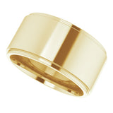 14K Yellow Gold 10 mm Stepped-Edge Comfort-Fit Flat Band Size 6