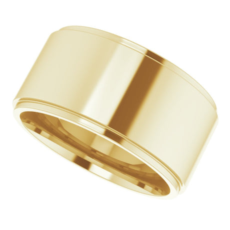 14K Yellow Gold 10 mm Stepped-Edge Comfort-Fit Flat Band Size 6