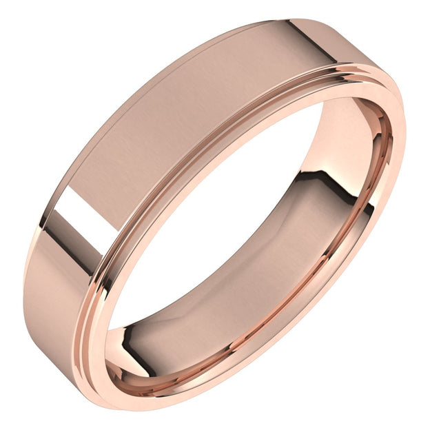 14K Rose 5 mm Flat Comfort Fit Edge Band Size 8.5