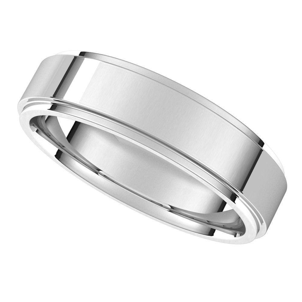 14K White 5 mm Flat Comfort Fit Edge Band