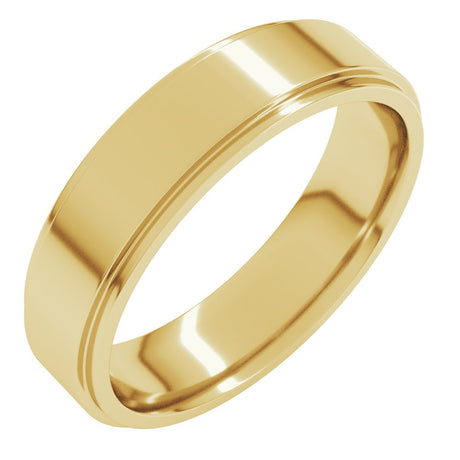 10K Yellow Gold 5 mm Stepped-Edge Comfort-Fit Flat Band Size 8.5