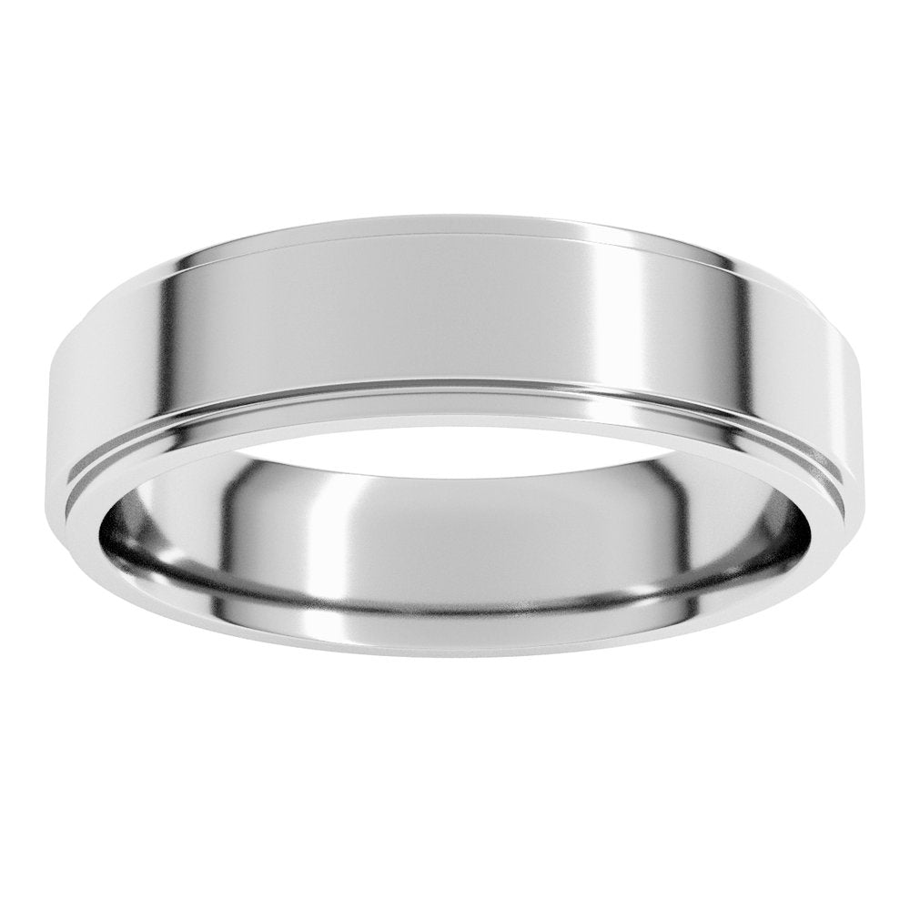 Platinum 5 mm Stepped-Edge Comfort-Fit Flat Band Size 8