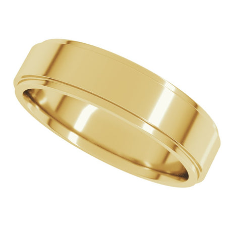 14K Yellow Gold 5 mm Stepped-Edge Comfort-Fit Flat Band Size 7