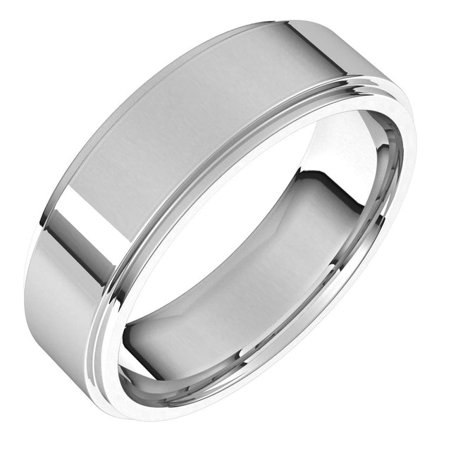 Continuum Sterling Silver 6 mm Flat Comfort Fit Edge Band Size 8 