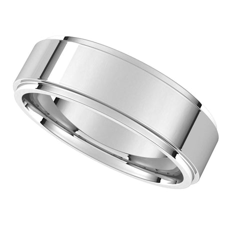 14K White 6 mm Flat Comfort Fit Edge Band