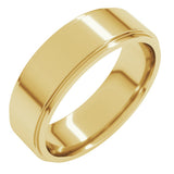 14K Yellow Gold 6 mm Stepped-Edge Comfort-Fit Flat Band Size 7