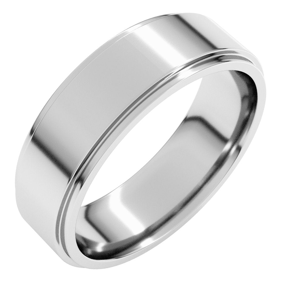 Continuum Sterling Silver 6 mm Stepped-Edge Comfort-Fit Flat Band Size 11.5