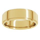 14K Yellow Gold 6 mm Stepped-Edge Comfort-Fit Flat Band Size 7