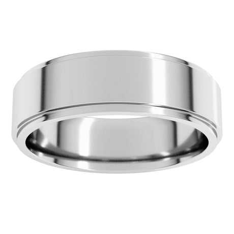 Sterling Silver 6 mm Stepped-Edge Comfort-Fit Flat Band Size 10