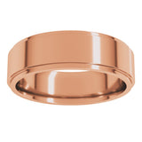 10K Rose Gold 6 mm Stepped-Edge Comfort-Fit Flat Band Size 8.5