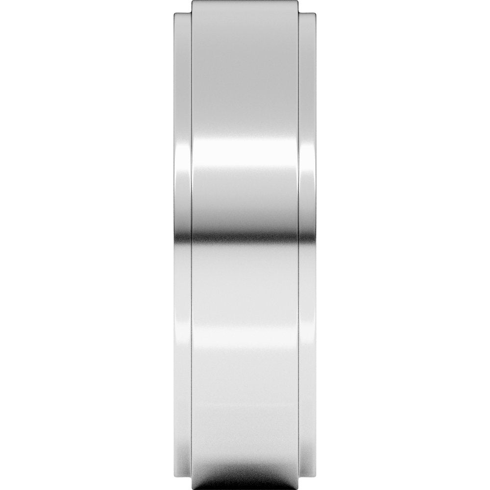 10K White 6 mm Stepped-Edge Comfort-Fit Flat Band
