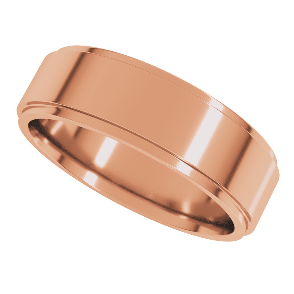 10K Rose Gold 6 mm Stepped-Edge Comfort-Fit Flat Band Size 8.5