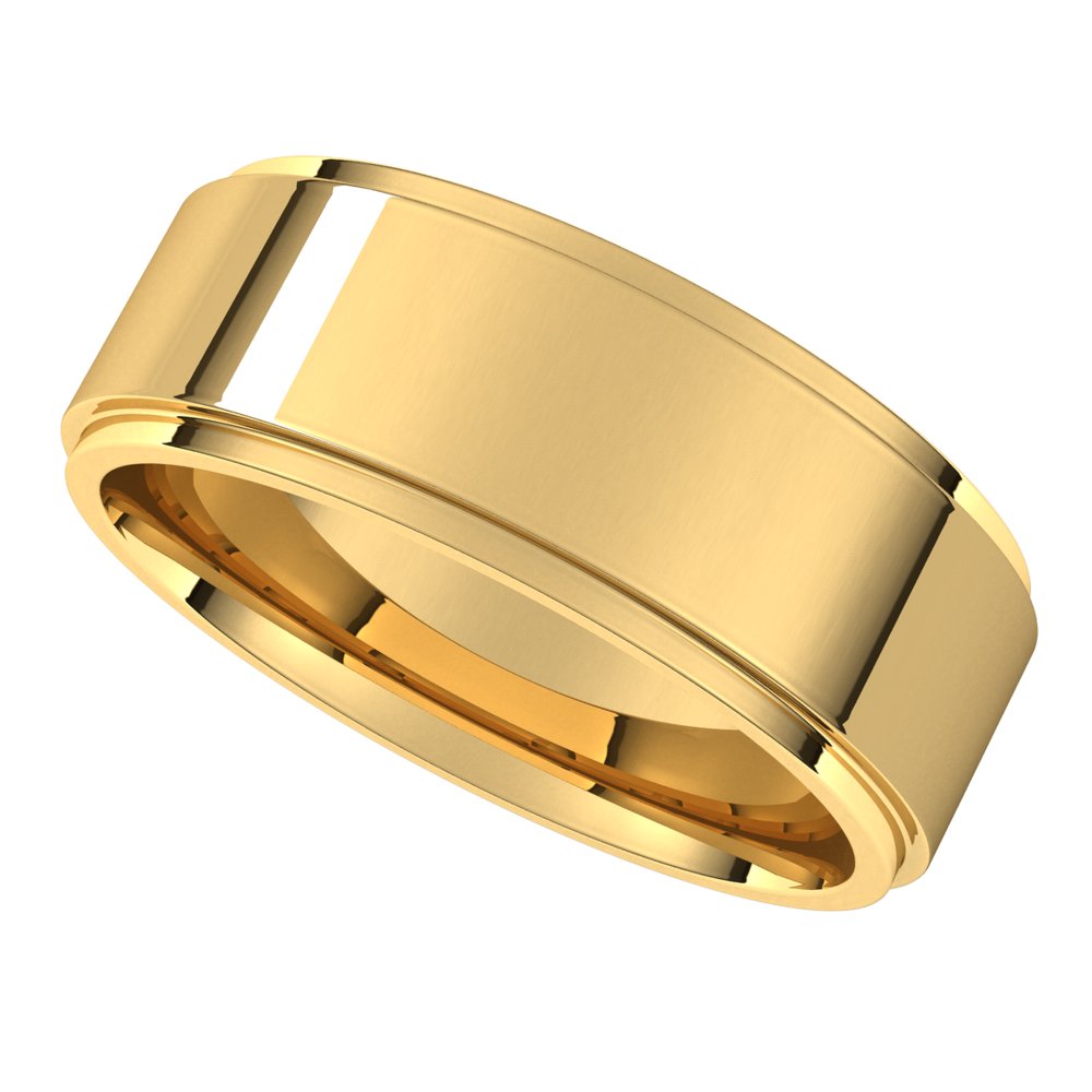 14K Yellow 7 mm Flat Comfort Fit Edge Band