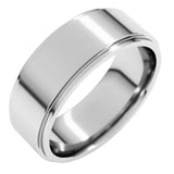 14K White Gold 7 mm Stepped-Edge Comfort-Fit Flat Band Size 9.5