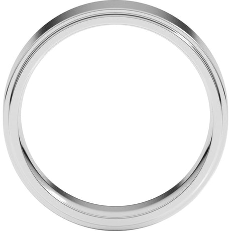 14K White Gold 7 mm Stepped-Edge Comfort-Fit Flat Band Size 9.5