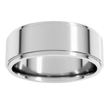 14K White Gold 7 mm Stepped-Edge Comfort-Fit Flat Band Size 9.5