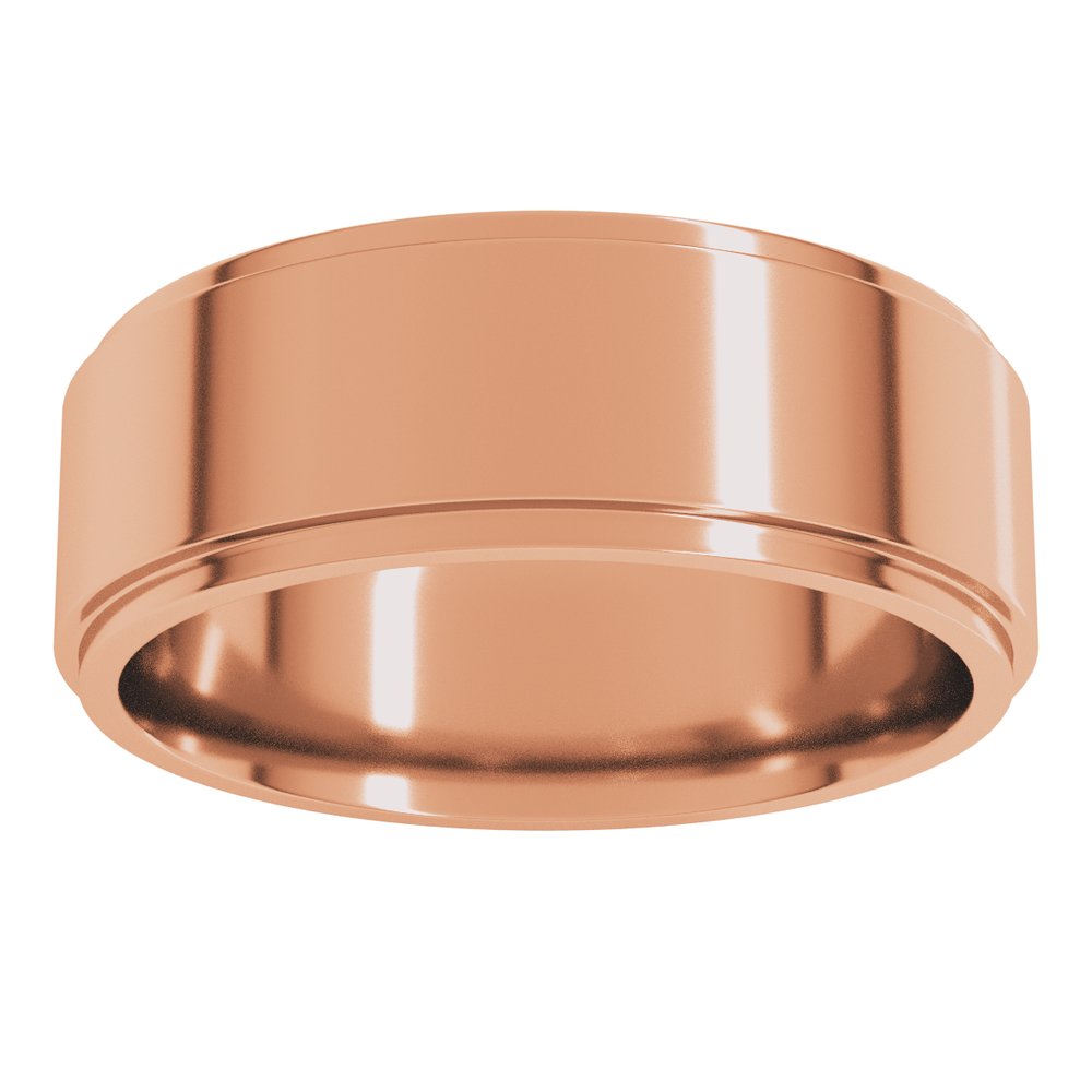 14K Rose 7 mm Stepped-Edge Comfort-Fit Flat Band Size 8.5