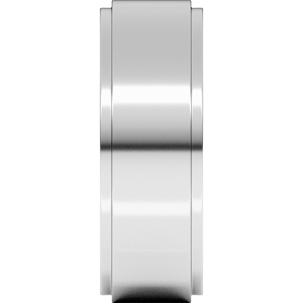 14K White Gold 7 mm Stepped-Edge Comfort-Fit Flat Band Size 9.5