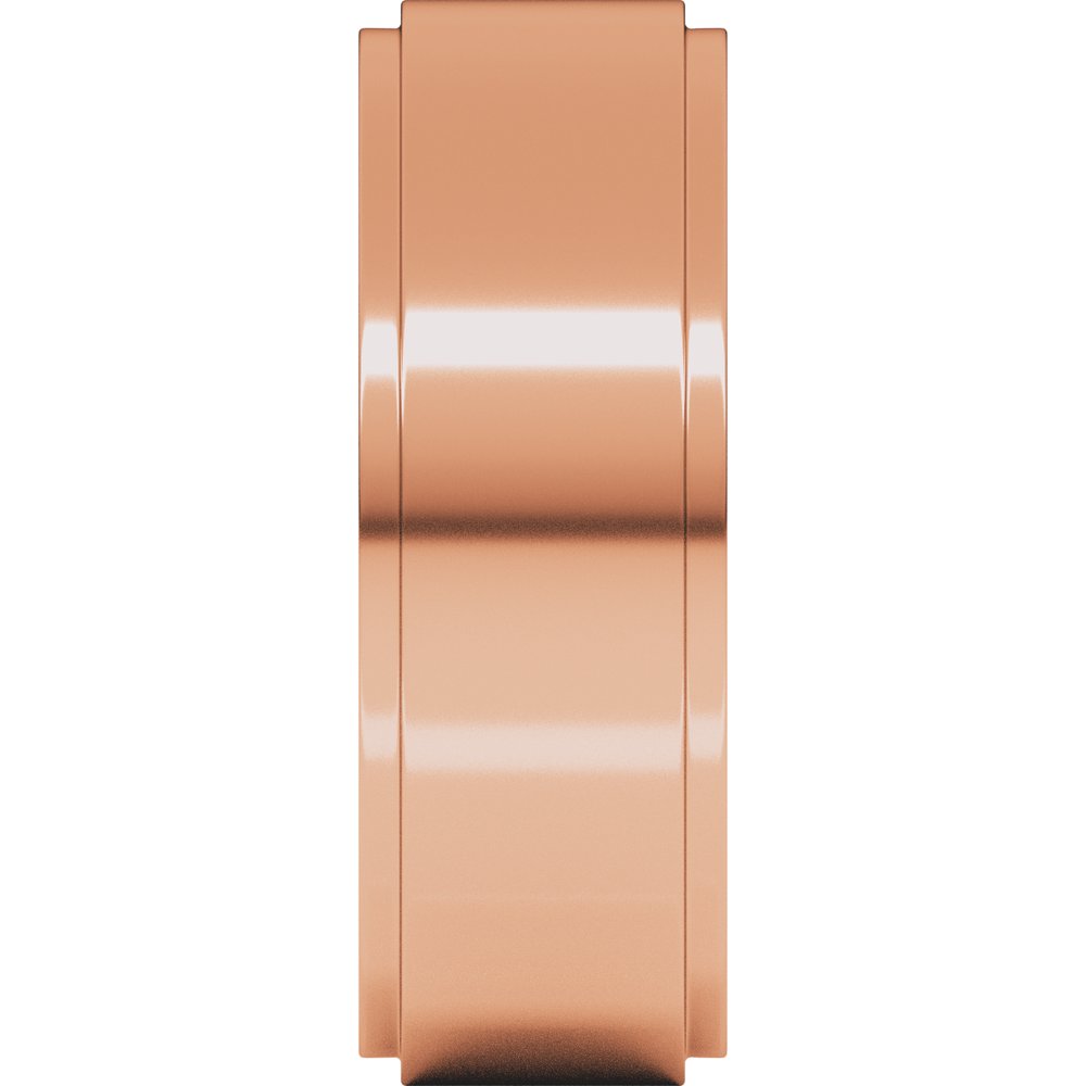 14K Rose 7 mm Stepped-Edge Comfort-Fit Flat Band Size 8.5