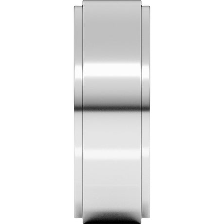 14K White Gold 7 mm Stepped-Edge Comfort-Fit Flat Band Size 10