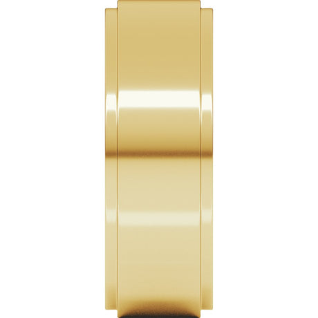 18K Yellow Gold 7 mm Stepped-Edge Comfort-Fit Flat Band Size 11