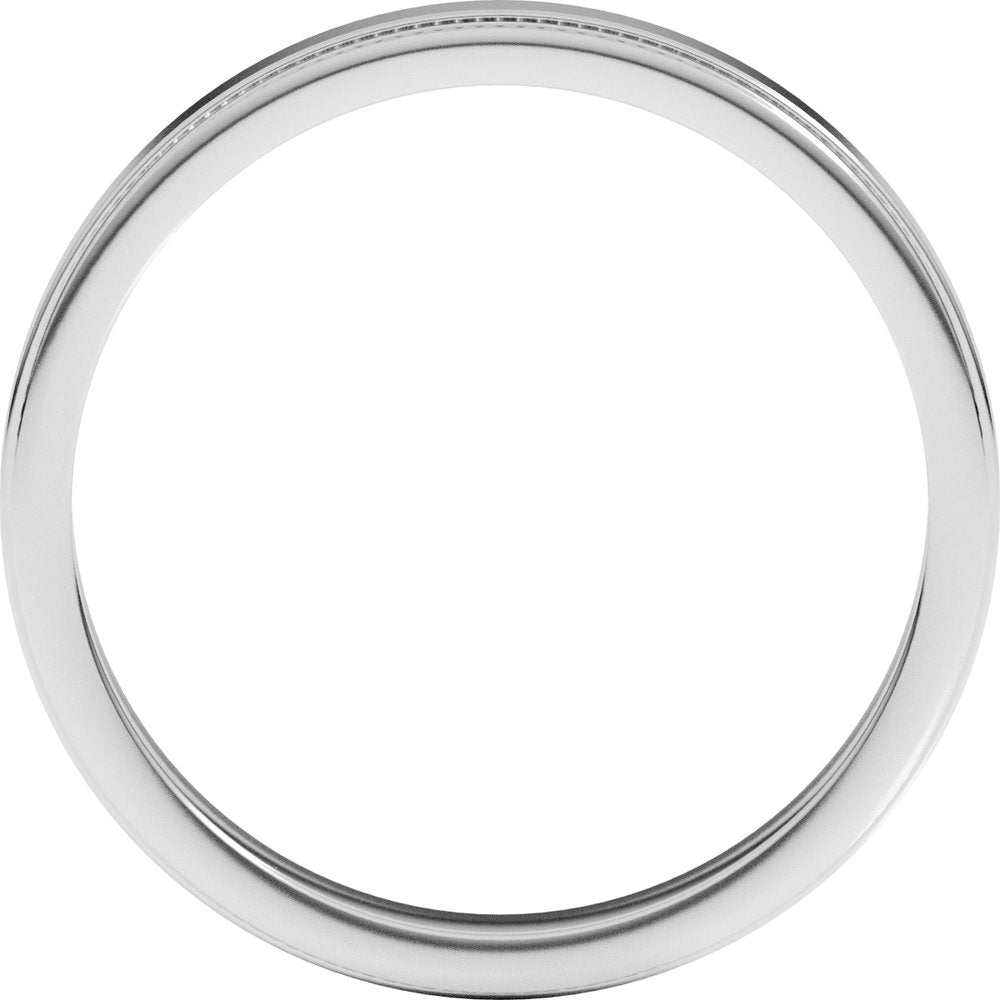 14K White Gold 3 mm Stepped-Edge Comfort-Fit Flat Band Size 10.5