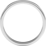 14K White Gold 3 mm Stepped-Edge Comfort-Fit Flat Band Size 10.5