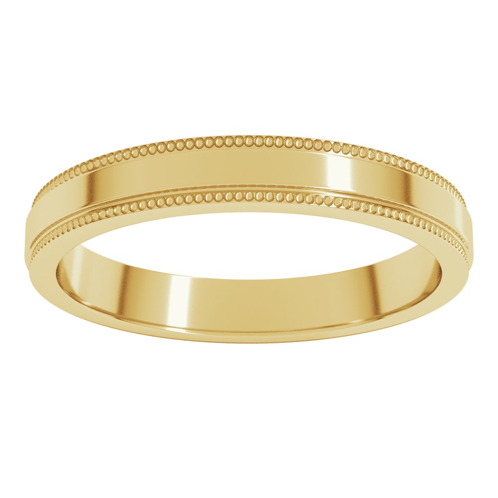 14K Yellow 3 mm Stepped-Edge Comfort-Fit Flat Band
