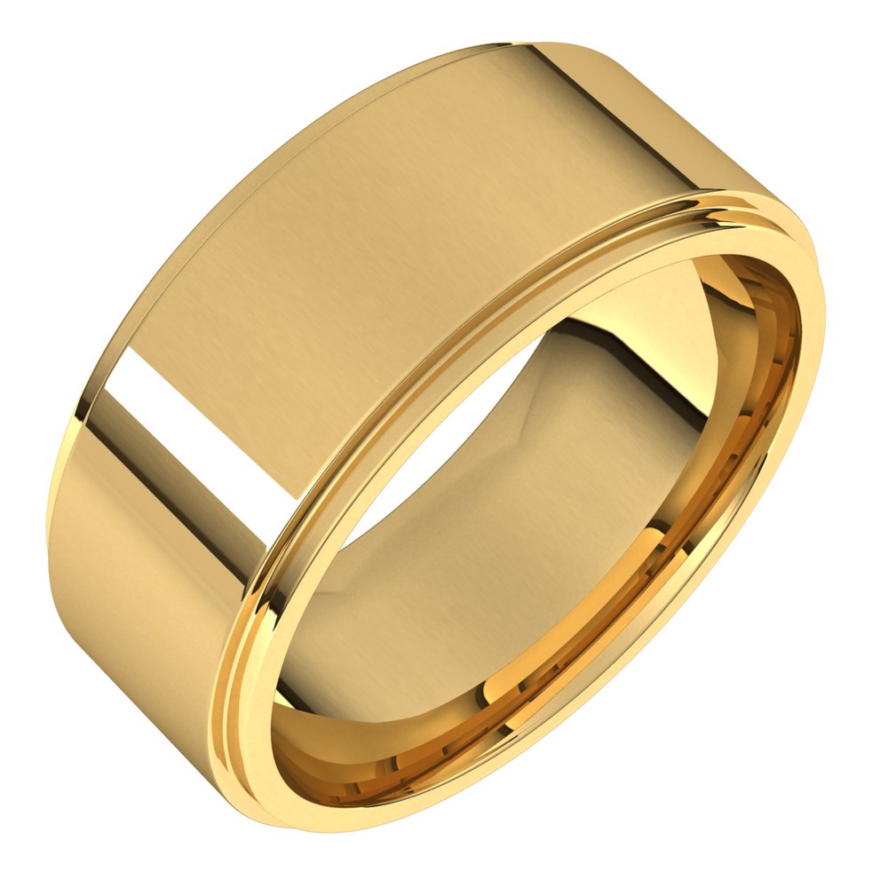 14K Yellow 8 mm Stepped-Edge Comfort-Fit Flat Band Size 6.5