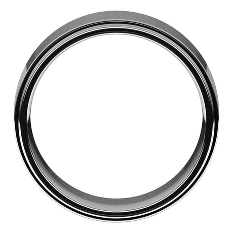 14K White 8 mm Stepped-Edge Comfort-Fit Flat Band