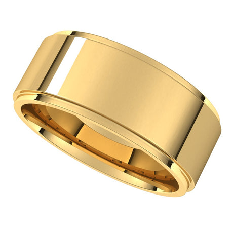 14K Yellow 8 mm Stepped-Edge Comfort-Fit Flat Band
