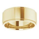 14K Yellow Gold 9 mm Stepped-Edge Comfort-Fit Flat Band Size 7