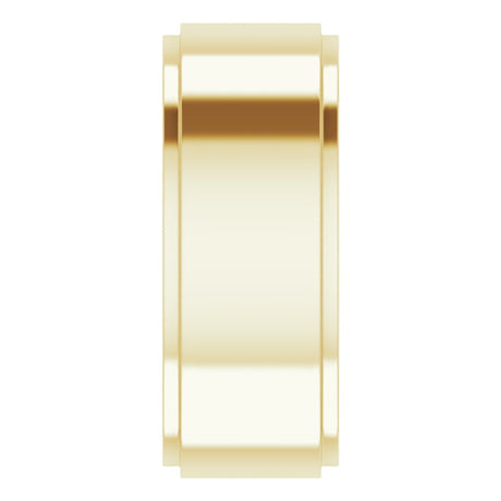 14K Yellow 8 mm Stepped-Edge Comfort-Fit Flat Band