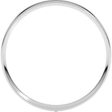 14K White 3 mm Milgrain Stepped-Edge Comfort-Fit Flat Band Size 10.5