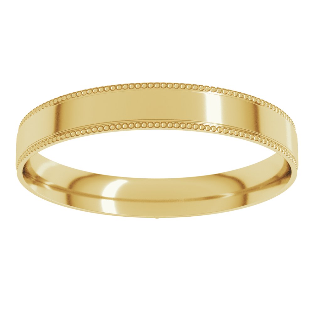 14K Yellow Gold 3 mm Milgrain Stepped-Edge Comfort-Fit Flat Band Size 5.5