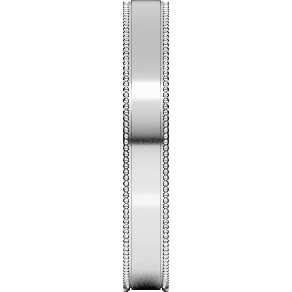 14K White 3 mm Milgrain Stepped-Edge Comfort-Fit Flat Band Size 10.5