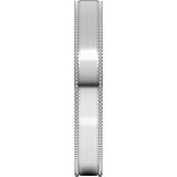 14K White 3 mm Milgrain Stepped-Edge Comfort-Fit Flat Band Size 10.5