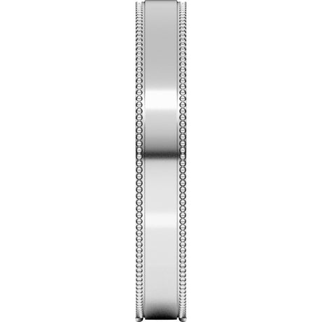 14K White 3 mm Milgrain Stepped-Edge Comfort-Fit Flat Band Size 10.5